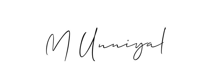 M Unniyal stylish signature style. Best Handwritten Sign (Allison_Script) for my name. Handwritten Signature Collection Ideas for my name M Unniyal. M Unniyal signature style 2 images and pictures png