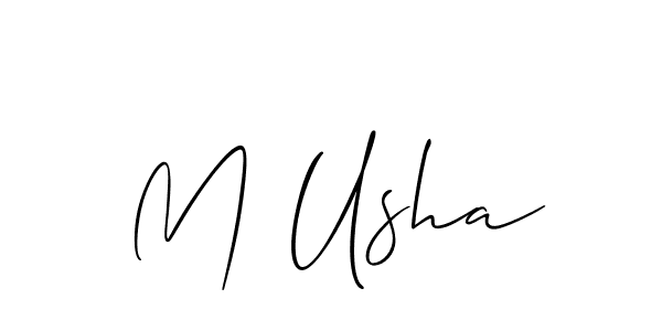 Design your own signature with our free online signature maker. With this signature software, you can create a handwritten (Allison_Script) signature for name M Usha. M Usha signature style 2 images and pictures png