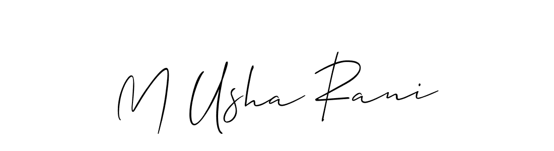 Allison_Script is a professional signature style that is perfect for those who want to add a touch of class to their signature. It is also a great choice for those who want to make their signature more unique. Get M Usha Rani name to fancy signature for free. M Usha Rani signature style 2 images and pictures png