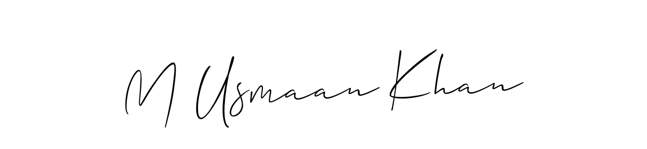 Create a beautiful signature design for name M Usmaan Khan. With this signature (Allison_Script) fonts, you can make a handwritten signature for free. M Usmaan Khan signature style 2 images and pictures png