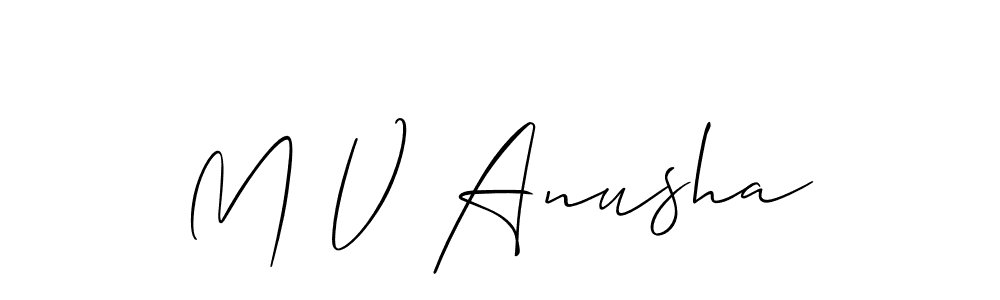 Make a beautiful signature design for name M V Anusha. With this signature (Allison_Script) style, you can create a handwritten signature for free. M V Anusha signature style 2 images and pictures png