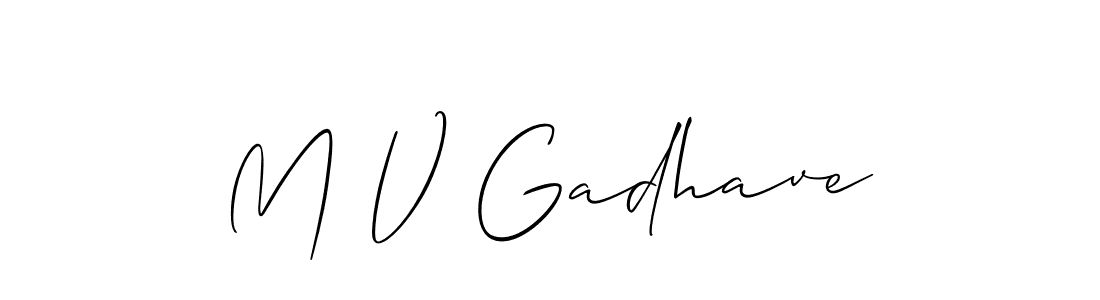 Create a beautiful signature design for name M V Gadhave. With this signature (Allison_Script) fonts, you can make a handwritten signature for free. M V Gadhave signature style 2 images and pictures png