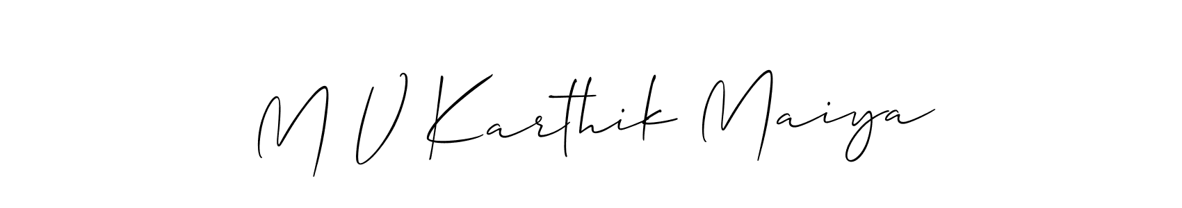 See photos of M V Karthik Maiya official signature by Spectra . Check more albums & portfolios. Read reviews & check more about Allison_Script font. M V Karthik Maiya signature style 2 images and pictures png