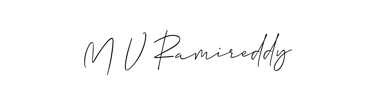 Create a beautiful signature design for name M V Ramireddy. With this signature (Allison_Script) fonts, you can make a handwritten signature for free. M V Ramireddy signature style 2 images and pictures png