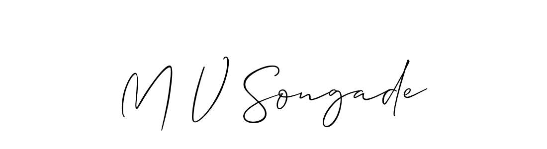 How to make M V Songade name signature. Use Allison_Script style for creating short signs online. This is the latest handwritten sign. M V Songade signature style 2 images and pictures png