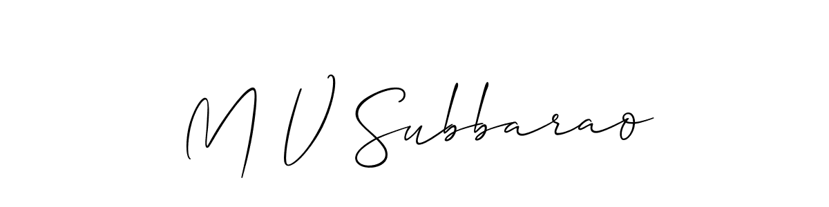 Also You can easily find your signature by using the search form. We will create M V Subbarao name handwritten signature images for you free of cost using Allison_Script sign style. M V Subbarao signature style 2 images and pictures png