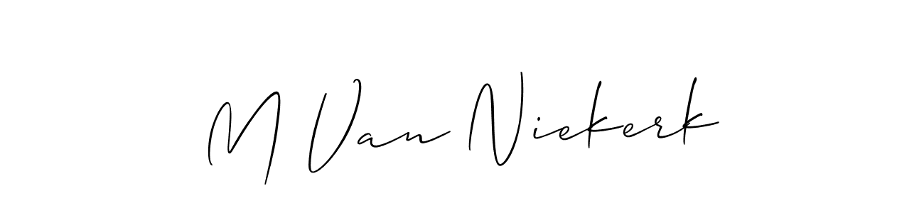 You should practise on your own different ways (Allison_Script) to write your name (M Van Niekerk) in signature. don't let someone else do it for you. M Van Niekerk signature style 2 images and pictures png