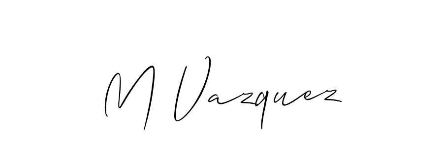 Allison_Script is a professional signature style that is perfect for those who want to add a touch of class to their signature. It is also a great choice for those who want to make their signature more unique. Get M Vazquez name to fancy signature for free. M Vazquez signature style 2 images and pictures png