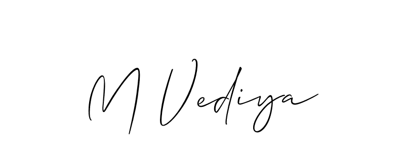 How to make M Vediya signature? Allison_Script is a professional autograph style. Create handwritten signature for M Vediya name. M Vediya signature style 2 images and pictures png