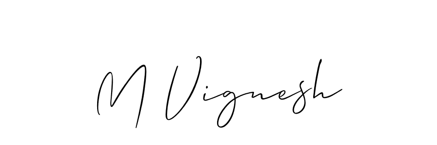 if you are searching for the best signature style for your name M Vignesh. so please give up your signature search. here we have designed multiple signature styles  using Allison_Script. M Vignesh signature style 2 images and pictures png