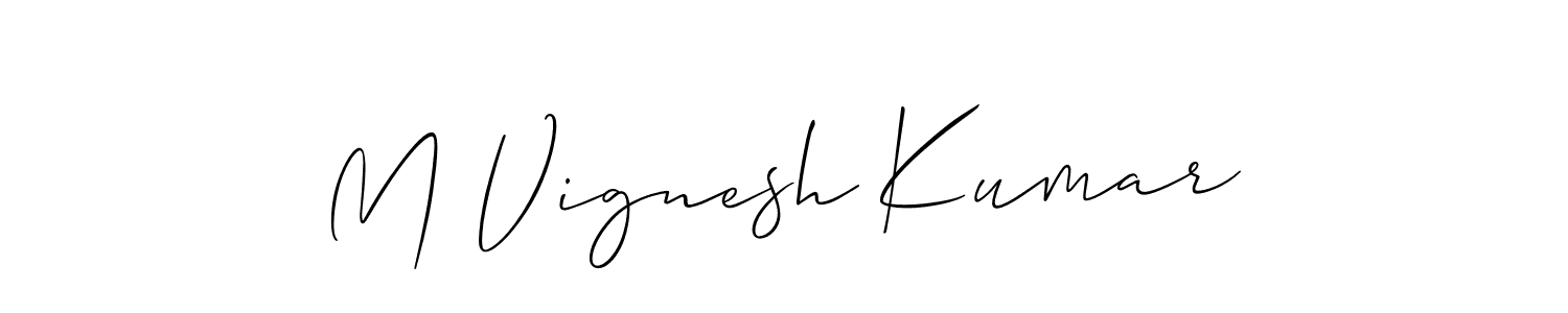 Use a signature maker to create a handwritten signature online. With this signature software, you can design (Allison_Script) your own signature for name M Vignesh Kumar. M Vignesh Kumar signature style 2 images and pictures png