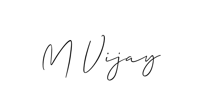 if you are searching for the best signature style for your name M Vijay. so please give up your signature search. here we have designed multiple signature styles  using Allison_Script. M Vijay signature style 2 images and pictures png