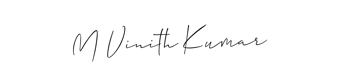 Use a signature maker to create a handwritten signature online. With this signature software, you can design (Allison_Script) your own signature for name M Vinith Kumar. M Vinith Kumar signature style 2 images and pictures png