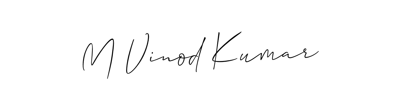 Design your own signature with our free online signature maker. With this signature software, you can create a handwritten (Allison_Script) signature for name M Vinod Kumar. M Vinod Kumar signature style 2 images and pictures png