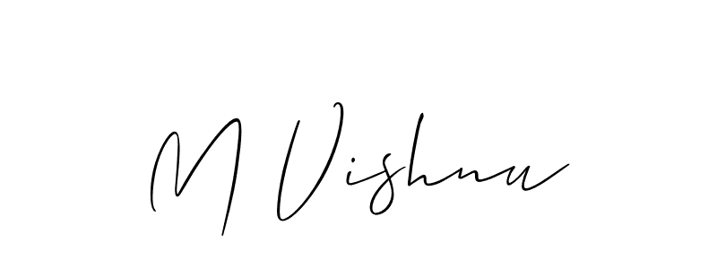 The best way (Allison_Script) to make a short signature is to pick only two or three words in your name. The name M Vishnu include a total of six letters. For converting this name. M Vishnu signature style 2 images and pictures png