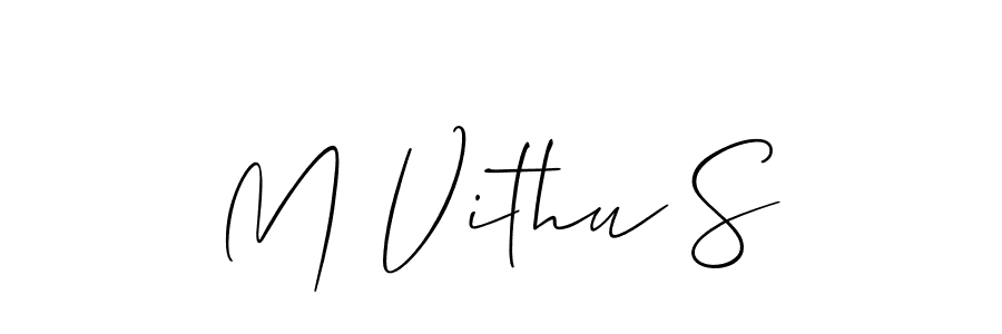 How to make M Vithu S name signature. Use Allison_Script style for creating short signs online. This is the latest handwritten sign. M Vithu S signature style 2 images and pictures png