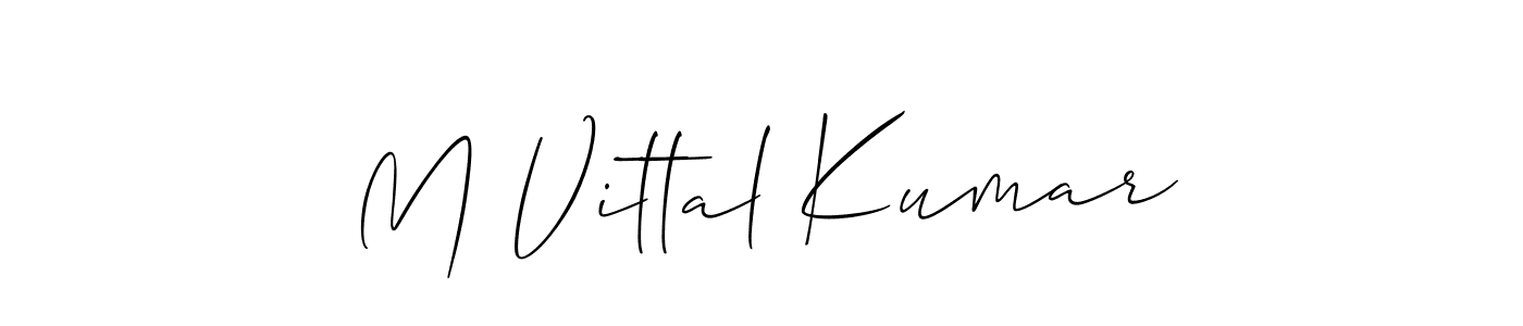 How to make M Vittal Kumar name signature. Use Allison_Script style for creating short signs online. This is the latest handwritten sign. M Vittal Kumar signature style 2 images and pictures png