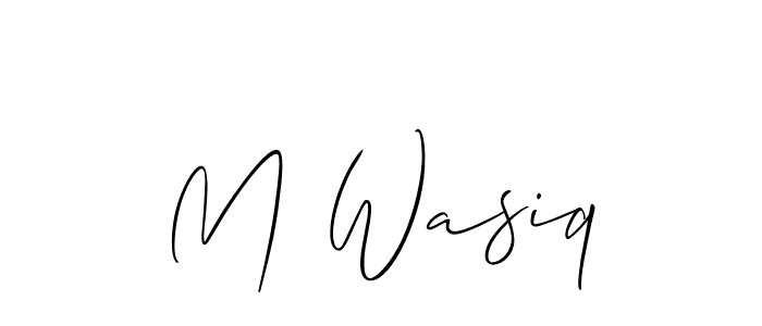 Design your own signature with our free online signature maker. With this signature software, you can create a handwritten (Allison_Script) signature for name M Wasiq. M Wasiq signature style 2 images and pictures png