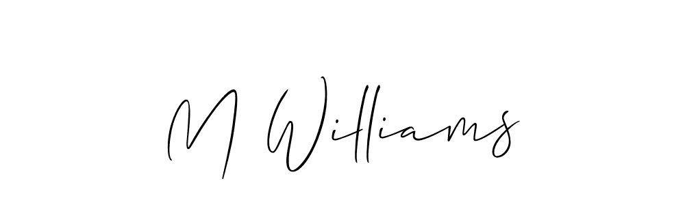 Use a signature maker to create a handwritten signature online. With this signature software, you can design (Allison_Script) your own signature for name M Williams. M Williams signature style 2 images and pictures png