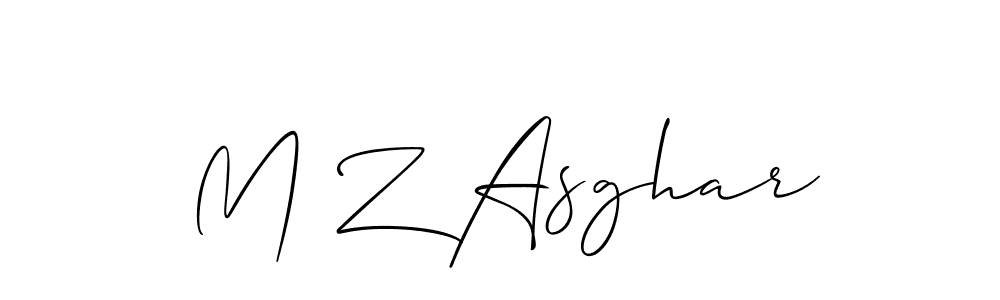 How to Draw M Z Asghar signature style? Allison_Script is a latest design signature styles for name M Z Asghar. M Z Asghar signature style 2 images and pictures png