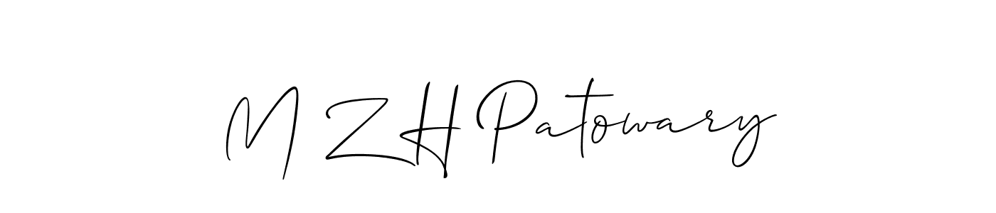 Allison_Script is a professional signature style that is perfect for those who want to add a touch of class to their signature. It is also a great choice for those who want to make their signature more unique. Get M Z H Patowary name to fancy signature for free. M Z H Patowary signature style 2 images and pictures png