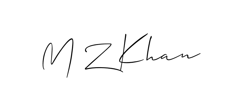 How to make M Z Khan name signature. Use Allison_Script style for creating short signs online. This is the latest handwritten sign. M Z Khan signature style 2 images and pictures png