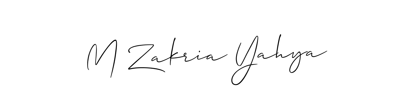 The best way (Allison_Script) to make a short signature is to pick only two or three words in your name. The name M Zakria Yahya include a total of six letters. For converting this name. M Zakria Yahya signature style 2 images and pictures png