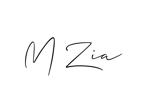 The best way (Allison_Script) to make a short signature is to pick only two or three words in your name. The name M Zia include a total of six letters. For converting this name. M Zia signature style 2 images and pictures png