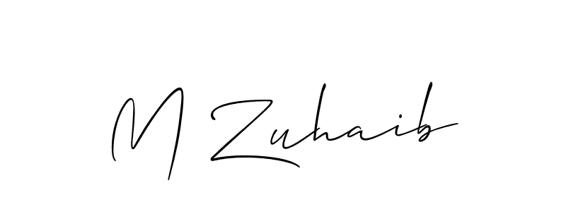 How to make M Zuhaib name signature. Use Allison_Script style for creating short signs online. This is the latest handwritten sign. M Zuhaib signature style 2 images and pictures png