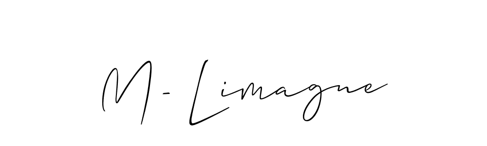 The best way (Allison_Script) to make a short signature is to pick only two or three words in your name. The name M- Limagne include a total of six letters. For converting this name. M- Limagne signature style 2 images and pictures png