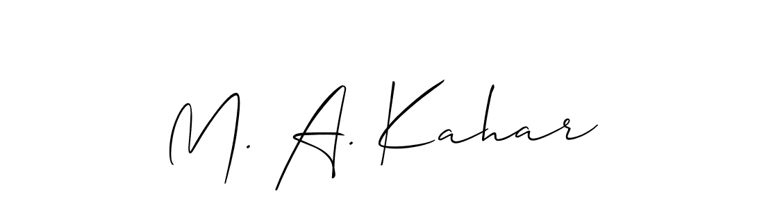 Similarly Allison_Script is the best handwritten signature design. Signature creator online .You can use it as an online autograph creator for name M. A. Kahar. M. A. Kahar signature style 2 images and pictures png