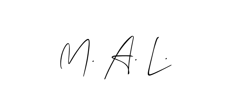 You should practise on your own different ways (Allison_Script) to write your name (M. A. L.) in signature. don't let someone else do it for you. M. A. L. signature style 2 images and pictures png