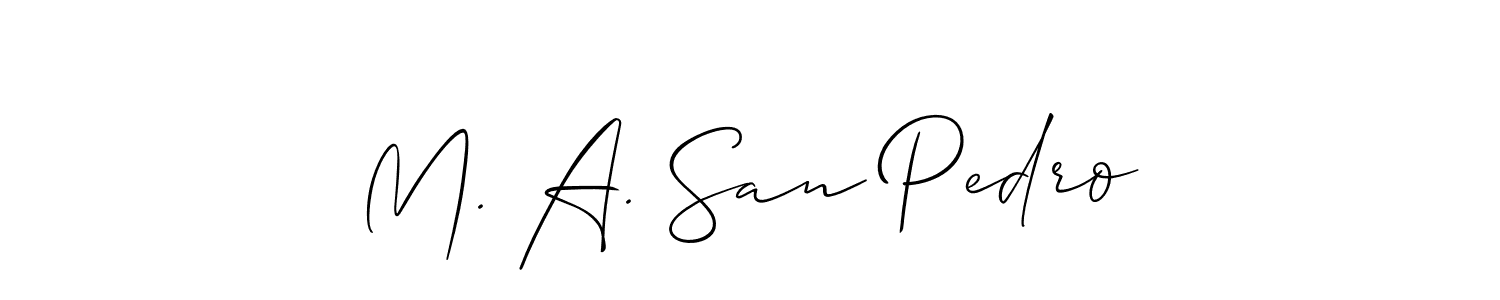 You should practise on your own different ways (Allison_Script) to write your name (M. A. San Pedro) in signature. don't let someone else do it for you. M. A. San Pedro signature style 2 images and pictures png