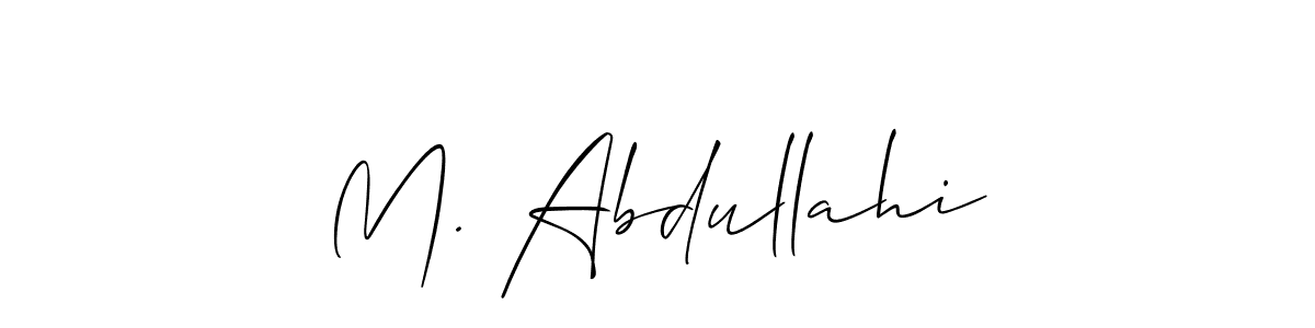 Allison_Script is a professional signature style that is perfect for those who want to add a touch of class to their signature. It is also a great choice for those who want to make their signature more unique. Get M. Abdullahi name to fancy signature for free. M. Abdullahi signature style 2 images and pictures png