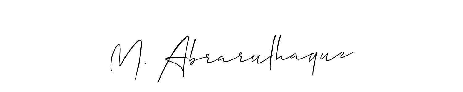 Use a signature maker to create a handwritten signature online. With this signature software, you can design (Allison_Script) your own signature for name M. Abrarulhaque. M. Abrarulhaque signature style 2 images and pictures png