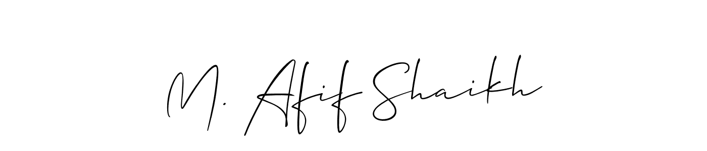 You should practise on your own different ways (Allison_Script) to write your name (M. Afif Shaikh) in signature. don't let someone else do it for you. M. Afif Shaikh signature style 2 images and pictures png