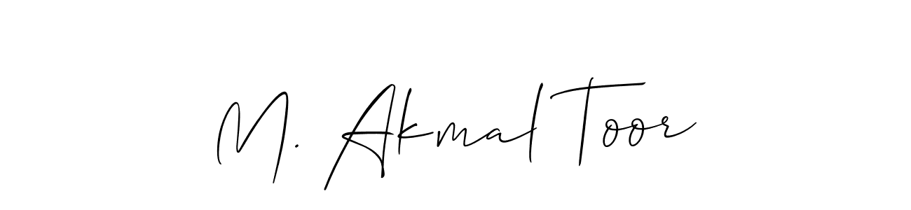 You should practise on your own different ways (Allison_Script) to write your name (M. Akmal Toor) in signature. don't let someone else do it for you. M. Akmal Toor signature style 2 images and pictures png