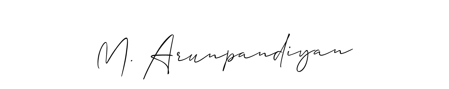 Allison_Script is a professional signature style that is perfect for those who want to add a touch of class to their signature. It is also a great choice for those who want to make their signature more unique. Get M. Arunpandiyan name to fancy signature for free. M. Arunpandiyan signature style 2 images and pictures png