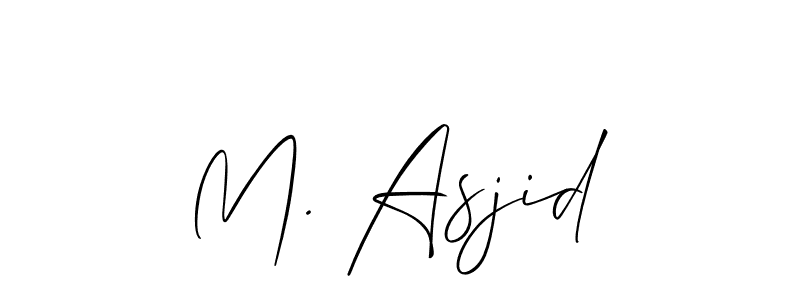 The best way (Allison_Script) to make a short signature is to pick only two or three words in your name. The name M. Asjid include a total of six letters. For converting this name. M. Asjid signature style 2 images and pictures png