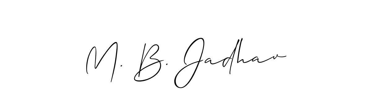 Also You can easily find your signature by using the search form. We will create M. B. Jadhav name handwritten signature images for you free of cost using Allison_Script sign style. M. B. Jadhav signature style 2 images and pictures png