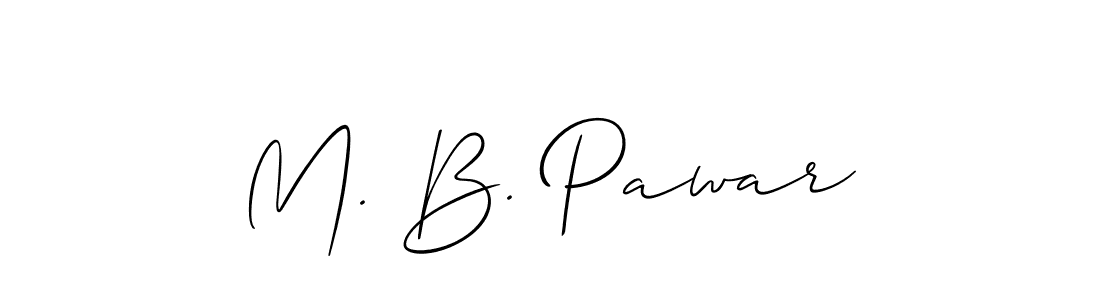 Also You can easily find your signature by using the search form. We will create M. B. Pawar name handwritten signature images for you free of cost using Allison_Script sign style. M. B. Pawar signature style 2 images and pictures png