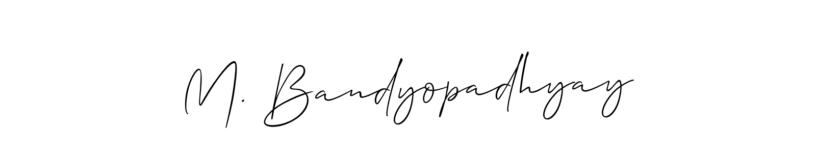 How to make M. Bandyopadhyay name signature. Use Allison_Script style for creating short signs online. This is the latest handwritten sign. M. Bandyopadhyay signature style 2 images and pictures png