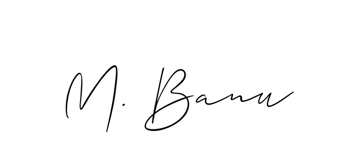 Allison_Script is a professional signature style that is perfect for those who want to add a touch of class to their signature. It is also a great choice for those who want to make their signature more unique. Get M. Banu name to fancy signature for free. M. Banu signature style 2 images and pictures png