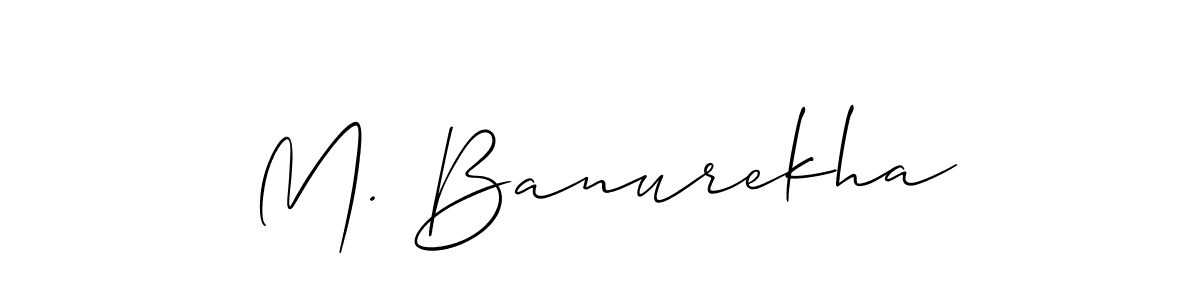 Use a signature maker to create a handwritten signature online. With this signature software, you can design (Allison_Script) your own signature for name M. Banurekha. M. Banurekha signature style 2 images and pictures png