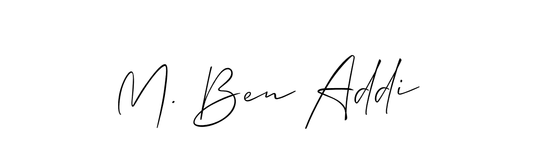 The best way (Allison_Script) to make a short signature is to pick only two or three words in your name. The name M. Ben Addi include a total of six letters. For converting this name. M. Ben Addi signature style 2 images and pictures png