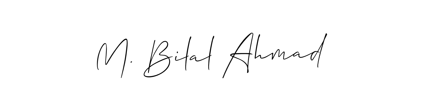 The best way (Allison_Script) to make a short signature is to pick only two or three words in your name. The name M. Bilal Ahmad include a total of six letters. For converting this name. M. Bilal Ahmad signature style 2 images and pictures png