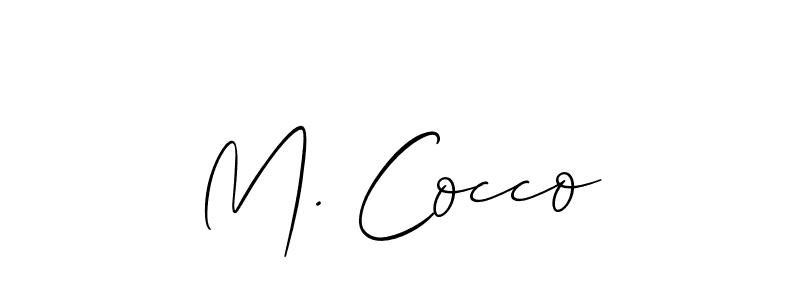 Use a signature maker to create a handwritten signature online. With this signature software, you can design (Allison_Script) your own signature for name M. Cocco. M. Cocco signature style 2 images and pictures png