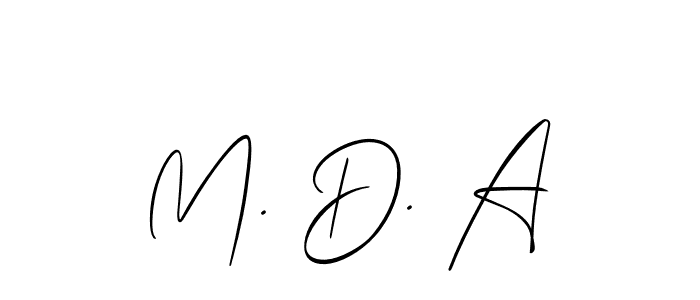 The best way (Allison_Script) to make a short signature is to pick only two or three words in your name. The name M. D. A include a total of six letters. For converting this name. M. D. A signature style 2 images and pictures png