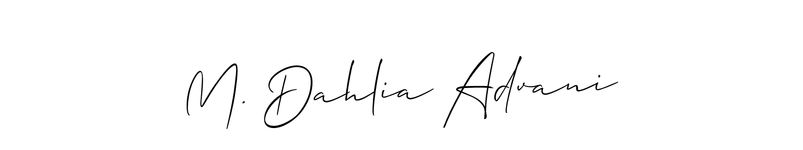 It looks lik you need a new signature style for name M. Dahlia Advani. Design unique handwritten (Allison_Script) signature with our free signature maker in just a few clicks. M. Dahlia Advani signature style 2 images and pictures png