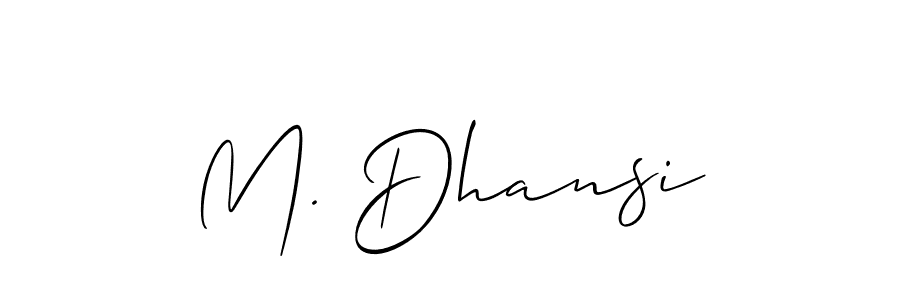 Allison_Script is a professional signature style that is perfect for those who want to add a touch of class to their signature. It is also a great choice for those who want to make their signature more unique. Get M. Dhansi name to fancy signature for free. M. Dhansi signature style 2 images and pictures png